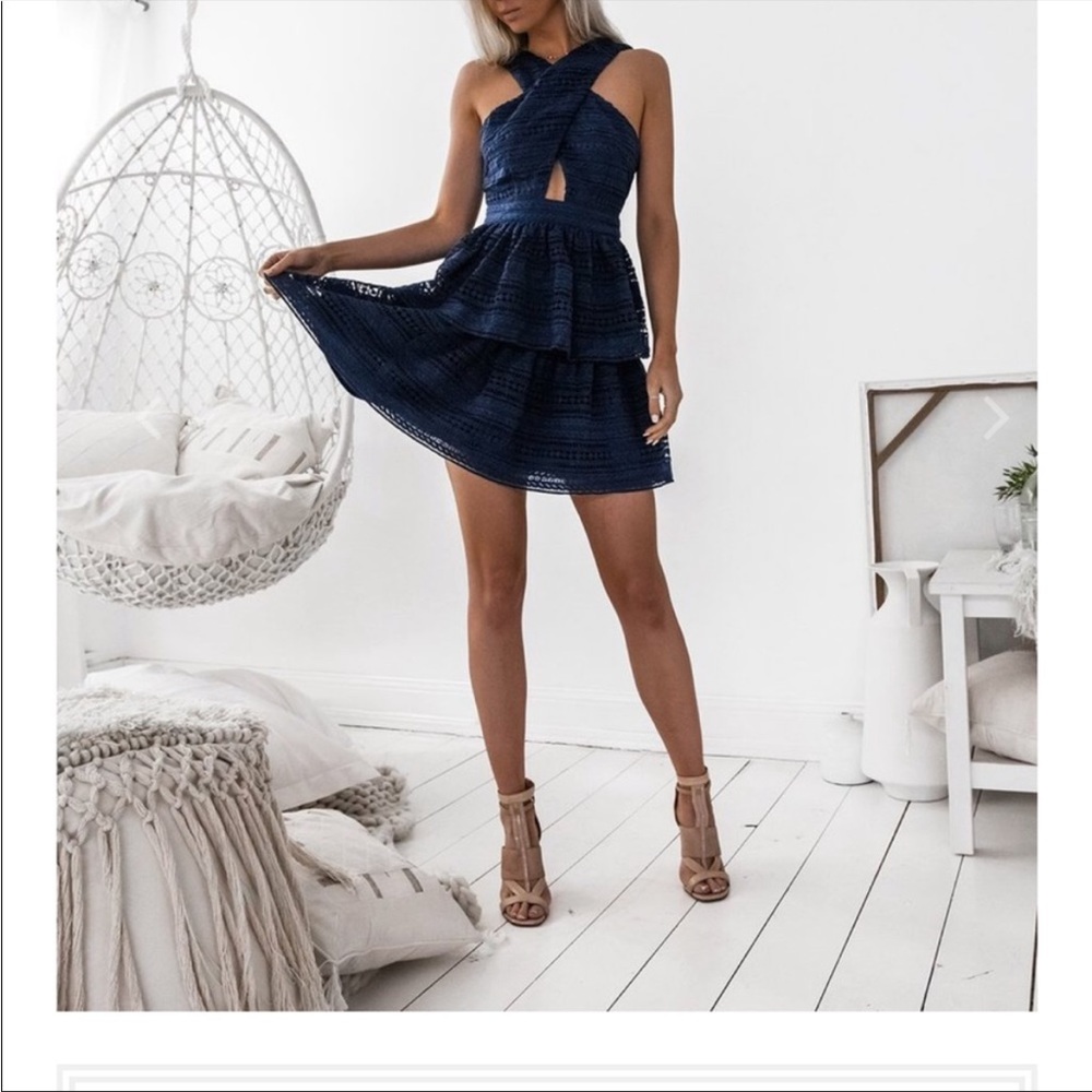 Twosisters The Label Jonas Navy Blue Dress With Cut-Out In Front AUS 12 …